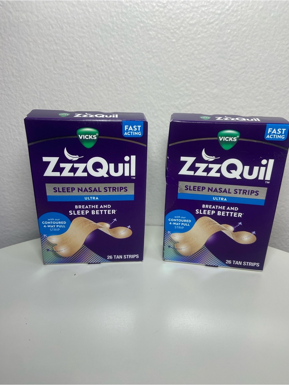 VICKS ZzzQuil Sleep Nasal Strips Ultra 26 Tan Strips Per Box 2-Pack *NEW*